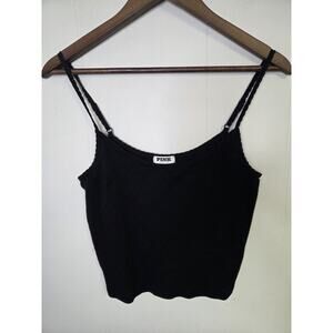 Victoria's Secret Pink Black Cropped Tank Top Size Large